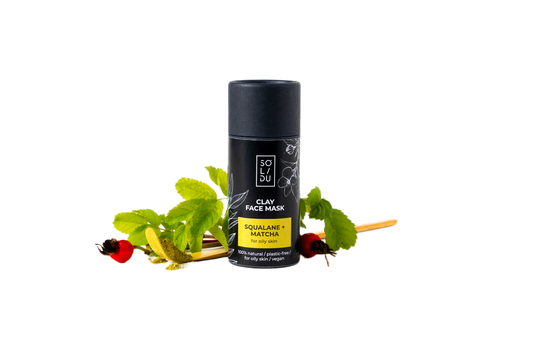CLAY FACE MASK  SQULANE + MATCHA  FACE MASK  With Tea Tree Oil for Oily Acne-Prone Skin